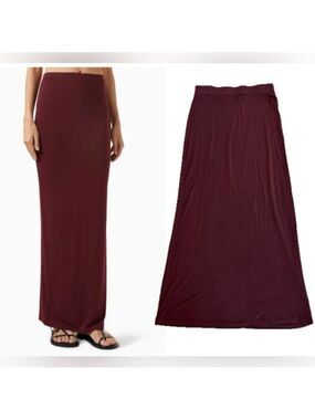 Reitmans Signature burgundy red long maxi pencil skirt stretchy Sz XS
